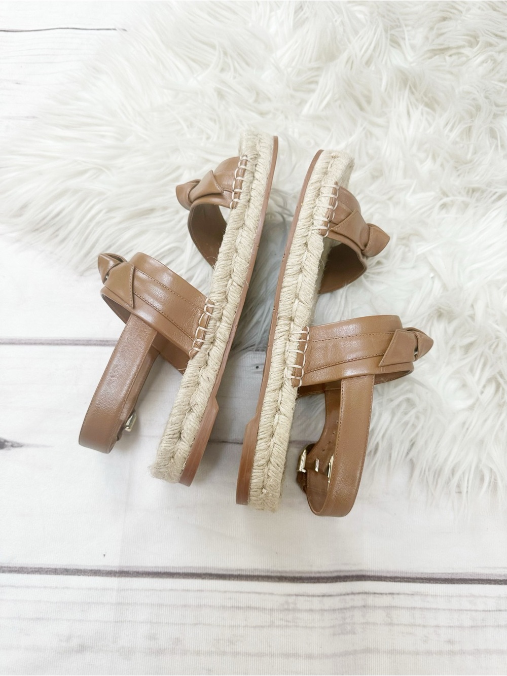 Alexandre Birman Clarita Bow Leather Espadrille Slingback Flat Sandal EU 37.5 - Picture 8 of 9